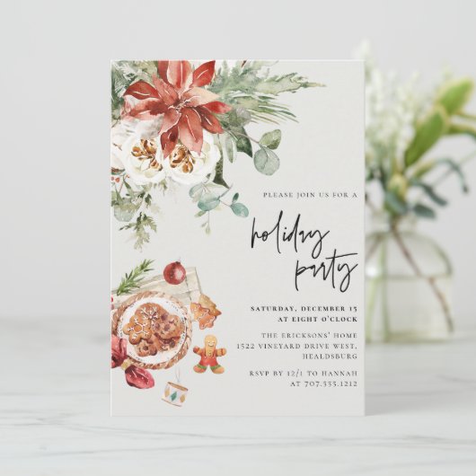 Gemütliche Weihnachtsfeier mit Blumenkohl & Kekse Einladung (Stehend Vorderseite)