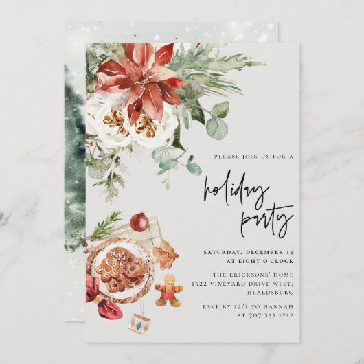 Gemütliche Weihnachtsfeier mit Blumenkohl & Kekse Einladung (Vorne/Hinten)
