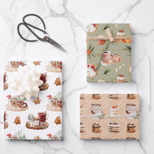 Gemütliche Weihnachtsfeiertage Geschenkpapier Set (Vorderseite)