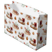 Gemütliche Weihnachtsfeiertage Große Geschenktüte (Vorderseite Schrägansicht)