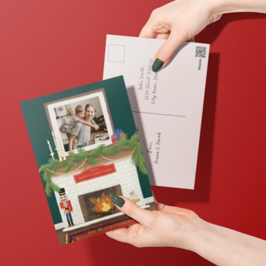 Gemütliche Weihnachtsfeiertage mit Foto Folien Feiertagspostkarte