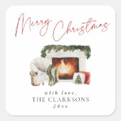 Gemütliche Weihnachtsfeiertage Quadratischer Aufkleber (Vorderseite)