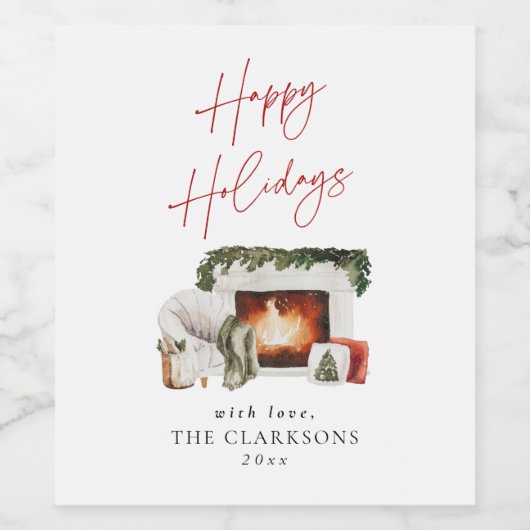 Gemütliche Weihnachtsfeiertage Weinetikett (Einzelnes Label)