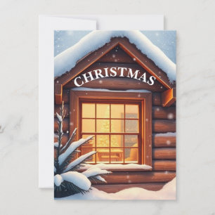 Gemütliche Weihnachtsfenster-Schneefall-Feiertagsk Feiertagskarte
