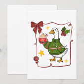 Gemütliche Weihnachtsgans Feiertagsdesign Einladung (Vorne/Hinten)
