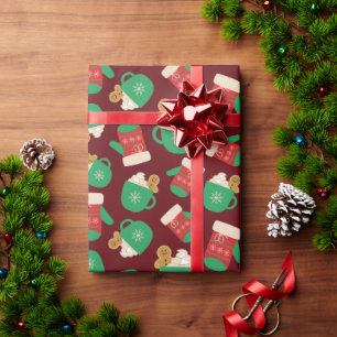 Gemütliche Weihnachtshandschuhe & Lebkuchen Latte  Geschenkpapier