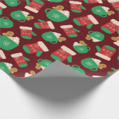Gemütliche Weihnachtshandschuhe & Lebkuchen Latte Geschenkpapier (Ecke)