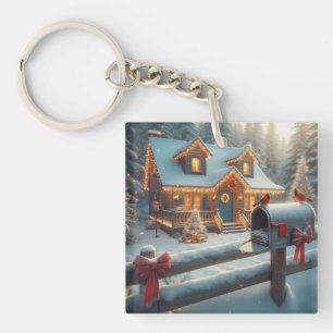 Gemütliche Weihnachtshütte Winter Wonderland Schlüsselanhänger
