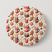 Gemütliche Weihnachtskakao- und Lebkuchenmuster Button (Vorderseite)