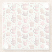 Gemütliche Weihnachtskakao- und Lebkuchenmuster Glasuntersetzer (Rückseite)