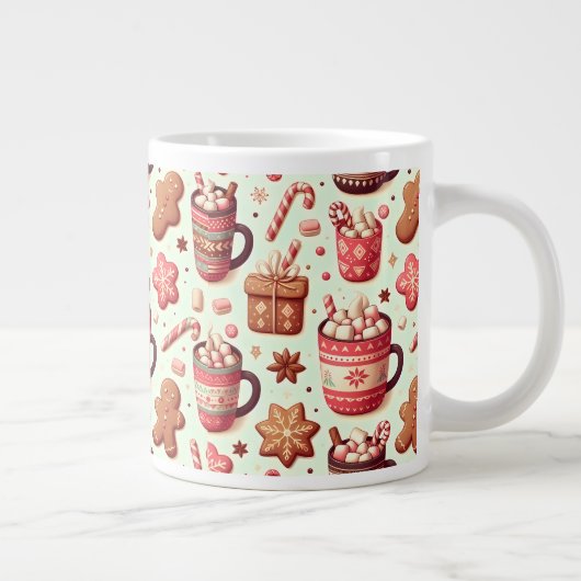 Gemütliche Weihnachtskakao- und Lebkuchenmuster Jumbo-Tasse (Rechts)