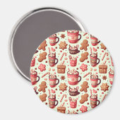 Gemütliche Weihnachtskakao- und Lebkuchenmuster Magnet (Vorderseite/Rückseite)