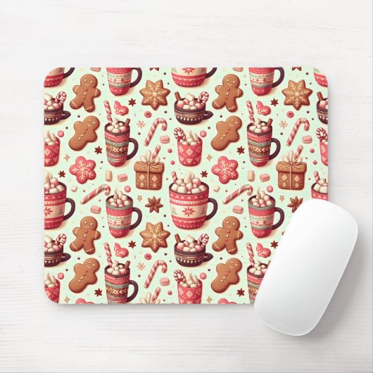 Gemütliche Weihnachtskakao- und Lebkuchenmuster Mousepad (Mit Mouse)