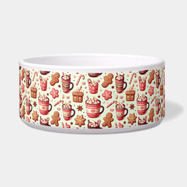 Gemütliche Weihnachtskakao- und Lebkuchenmuster Napf (Vorderseite)