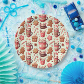 Gemütliche Weihnachtskakao- und Lebkuchenmuster Pappteller (Party)