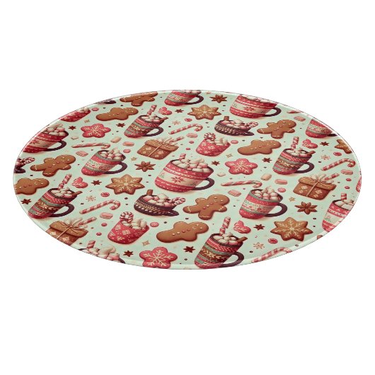 Gemütliche Weihnachtskakao- und Lebkuchenmuster Schneidebrett (Ecke)