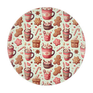 Gemütliche Weihnachtskakao- und Lebkuchenmuster Schneidebrett