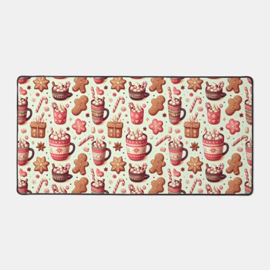 Gemütliche Weihnachtskakao- und Lebkuchenmuster Schreibtischunterlage (Vorderseite)