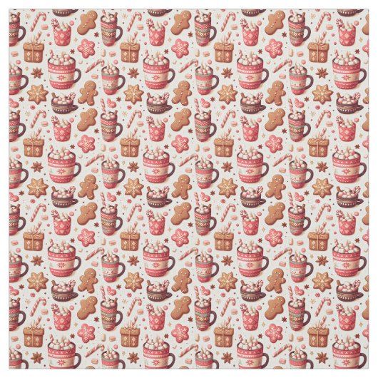Gemütliche Weihnachtskakao- und Lebkuchenmuster Stoff (Muster)