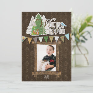 Gemütliche Weihnachtskarte Braune Holzland Ornamen Feiertagskarte