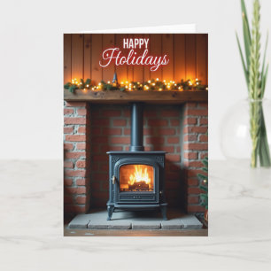Gemütliche Weihnachtskarte mit Kamin Karte
