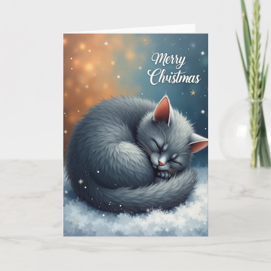 Gemütliche Weihnachtskarte mit Katze Karte (Vorderseite)