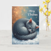 Gemütliche Weihnachtskarte mit Katze Karte (Gelbe Blume)