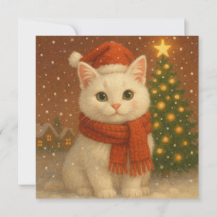 Gemütliche Weihnachtskatze Flachkarte