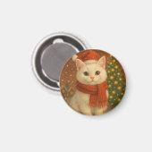 Gemütliche Weihnachtskatze Magnet (Vorderseite/Rückseite)
