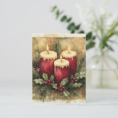 Gemütliche Weihnachtskerzen Feiertagskarte (Stehend Vorderseite)