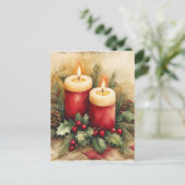 Gemütliche Weihnachtskerzen Feiertagspostkarte (Stehend Vorderseite)