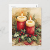 Gemütliche Weihnachtskerzen Feiertagspostkarte (Vorne/Hinten)