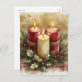 Gemütliche Weihnachtskerzen Feiertagspostkarte (Vorne/Hinten)