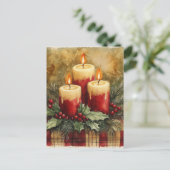 Gemütliche Weihnachtskerzen Feiertagspostkarte (Stehend Vorderseite)