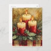 Gemütliche Weihnachtskerzen Feiertagspostkarte (Vorne/Hinten)