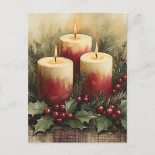 Gemütliche Weihnachtskerzen Feiertagspostkarte