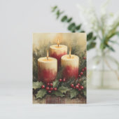 Gemütliche Weihnachtskerzen Feiertagspostkarte (Stehend Vorderseite)