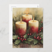 Gemütliche Weihnachtskerzen Feiertagspostkarte (Vorne/Hinten)
