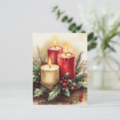 Gemütliche Weihnachtskerzen Feiertagspostkarte (Stehend Vorderseite)