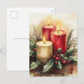 Gemütliche Weihnachtskerzen Feiertagspostkarte (Vorne/Hinten)