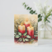Gemütliche Weihnachtskerzen Feiertagspostkarte (Stehend Vorderseite)