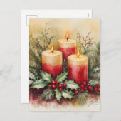 Gemütliche Weihnachtskerzen Feiertagspostkarte (Vorne/Hinten)