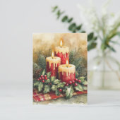 Gemütliche Weihnachtskerzen Feiertagspostkarte (Stehend Vorderseite)