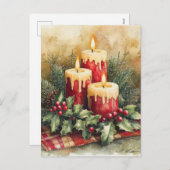 Gemütliche Weihnachtskerzen Feiertagspostkarte (Vorne/Hinten)