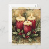 Gemütliche Weihnachtskerzen Feiertagspostkarte (Vorne/Hinten)