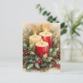 Gemütliche Weihnachtskerzen Feiertagspostkarte (Stehend Vorderseite)