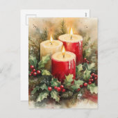 Gemütliche Weihnachtskerzen Feiertagspostkarte (Vorne/Hinten)