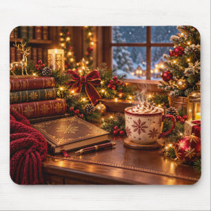 Gemütliche Weihnachtsmauspad Vintage-Bücher Heiße Mousepad