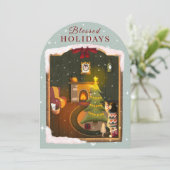 Gemütliche Weihnachtsnacht Feiertagskarte (Stehend Vorderseite)