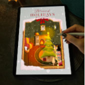 Gemütliche Weihnachtsnacht Feiertagskarte